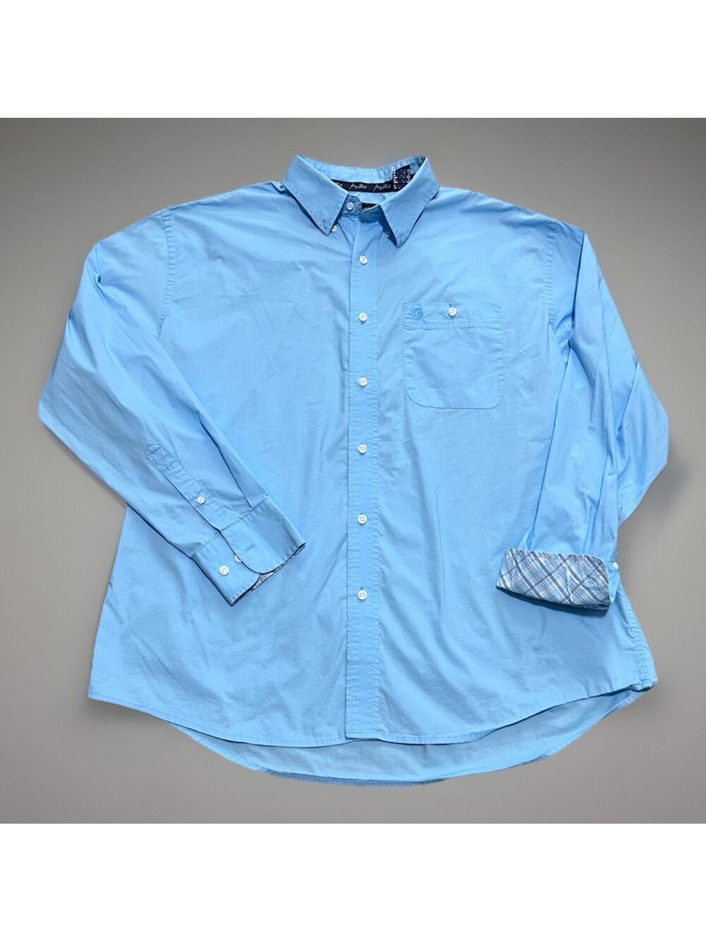 Wrangler George Strait Flip Cuff Baby Blue Button Front Long Sleeve Shirt Men XL